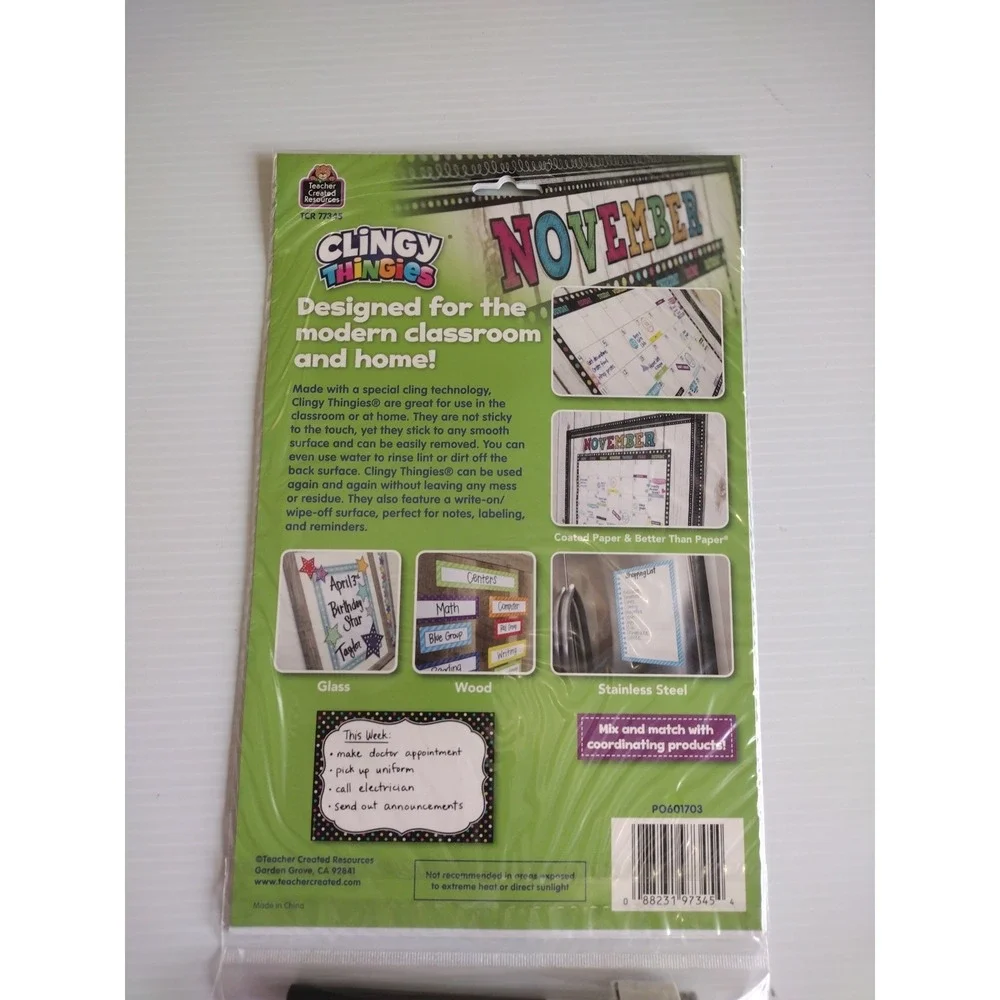 Teacher Created Resources Black Confetti Clingy Thingies‎ Small Note Sheet 77345